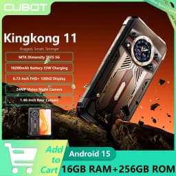 New CUBOT Kingkong 11 5G Rugged Phone 6.72" 120Hz Display 10200mAh Battery 33W Dimensity 7025 5G 16GB+256GB Android 15 Phone
