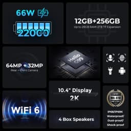 FOSSiBOT DT2 Rugged Tablet 20GB+256GB Helio G99 10.4 inch 2K Display 64MP PC Tablets 22000mAh 66W IP68 4G LTE Android 13 Pad