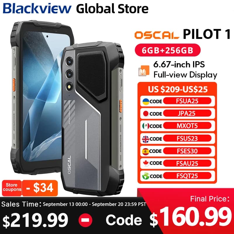 Blackview Oscal PILOT 1 Rugged phone 6.67-inch HD+ 90Hz Display Helio G81 CPU 5W BOX Speaker 6GB 256GB 15000mAh NFC Cellphone