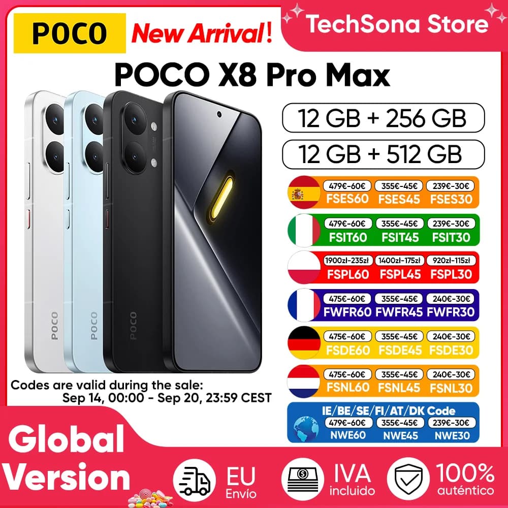 Smartphone POCO X8 Pro Max 5G Global Version MediaTek Dimensity 9500s 6.83" 1.5K 120Hz Ultra-bright AMOLED Display 8500mAh NFC