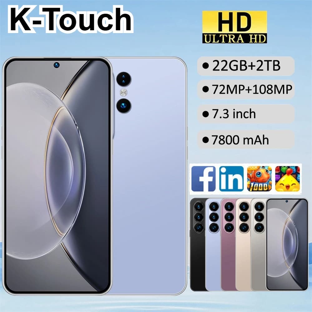 K-Touch Smartphone 5G C27 Ultra Mobile Phones Smartphone Android Cell Phone 7.3inch HD 22G+2TB 48MP 7800mAh 5G Dual SIM WIFI Unlocked Global