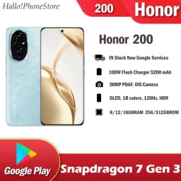 NEW Original Honor 200 5G Snapdragon 7 Gen 3 Google Play 100W Flash Charger 1B Colors, 120Hz, HDR 50MP Camera NEW NFC OTA