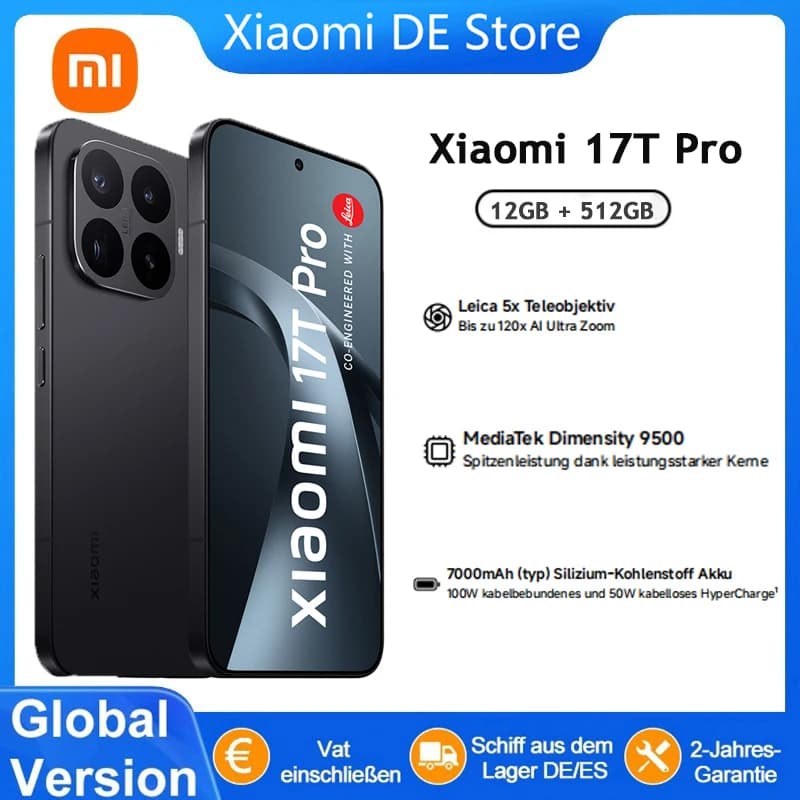 Global Version Xiaomi 17t Pro Cellphone 6.83" Amoled Display Leica 5X Telephoto Lens 7000Mah (Typ) Silicon-Carbon Battery Xiaomi Hyperos Mobile Phone