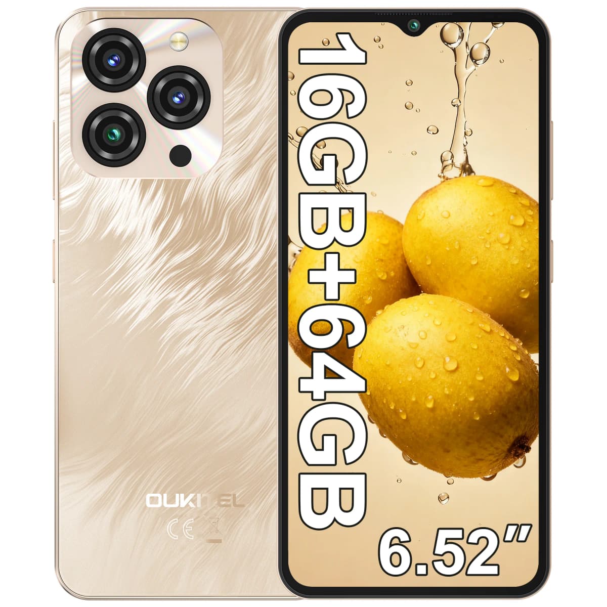 OUKITEL C3 Android 14 Cell Phone Unlocked-5000mAh Battery, 6.52'' Waterdrop Screen-16GB RAM+64GB/TF 1TB ROM Smartphone