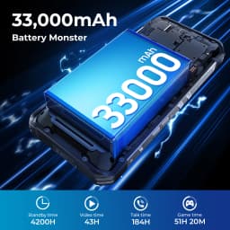 OUKITEL WP100 Plus Rugged Phone 36GB(12+24)+512GB ESIM Chip 6.8'120Hz Display Camping Light 33000mAh 66W Fast Charging 64MP+20MP+2MP Smartphone Android 16 NFC Gemini AI MediaTek Helio G100