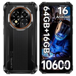 OUKITEL G6 Rugged Smartphone Unlocked -16GB+64GB/1TB TF 6.52” HD Display IP68/IP69K Rugged Android16 Phone, 10600mAh Battery 16MP NFC Dual SIM 90Hz Mobile Phone Rugged Phone