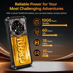 OUKITEL G6 Rugged Smartphone Unlocked -16GB+64GB/1TB TF 6.52” HD Display IP68/IP69K Rugged Android16 Phone, 10600mAh Battery 16MP NFC Dual SIM 90Hz Mobile Phone Rugged Phone