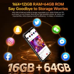 OUKITEL G6 Rugged Smartphone Unlocked -16GB+64GB/1TB TF 6.52” HD Display IP68/IP69K Rugged Android16 Phone, 10600mAh Battery 16MP NFC Dual SIM 90Hz Mobile Phone Rugged Phone