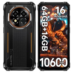 OUKITEL G6 Rugged Smartphone Unlocked -16GB+64GB/1TB TF 6.52” HD Display IP68/IP69K Rugged Android16 Phone, 10600mAh Battery 16MP NFC Dual SIM 90Hz Mobile Phone Rugged Phone
