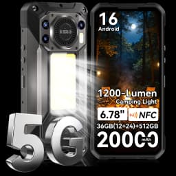 Oukitel WP61 5G Rugged Phone 36(12GB+24GB)+512GB Android 16 6.78'' HD+ Display 1200-Lumen Camping Light 20,000mAh 45W 108MP NFC