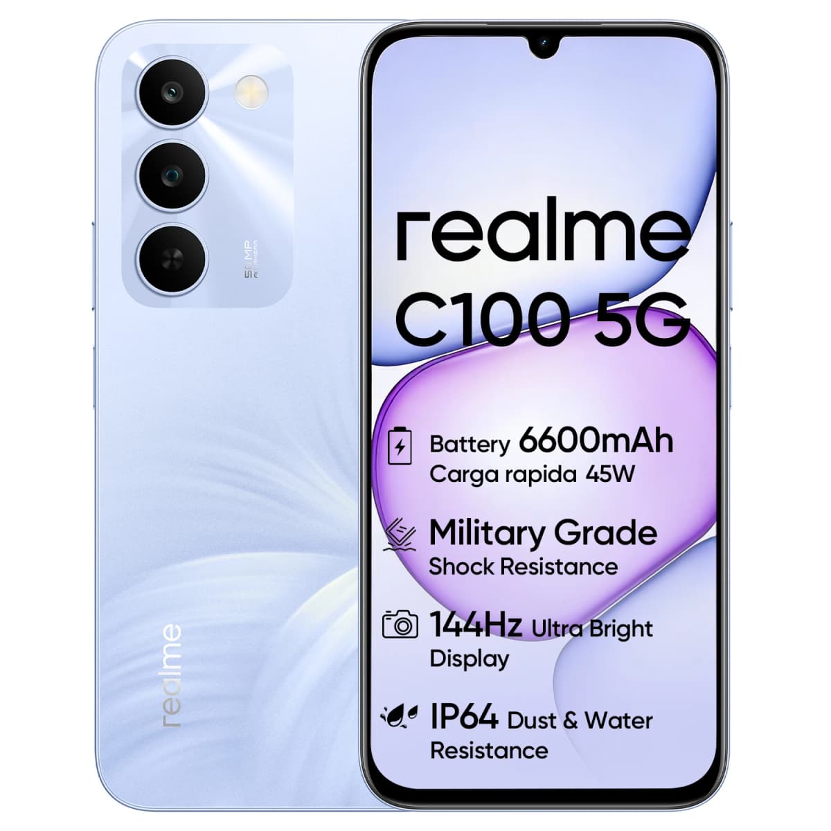 realme C100 5G Smartphone, 6600mAh Titan Battery, (18+6) GB RAM + 256GB, 144Hz Display, Military Resistance, 45W Charging, AI 50MP Camera, Dual SIM Android 16, Blooming Design