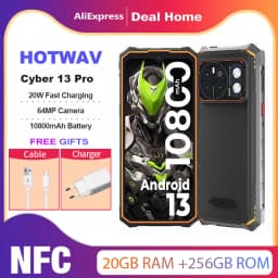 HOTWAV Cyber 13 Pro,20 ГБ+256 ГБ,6.6 FHD+ 2K,10800mAh,64МП камера,Android 13,NFC,150LM Flashlight,глобальная версия