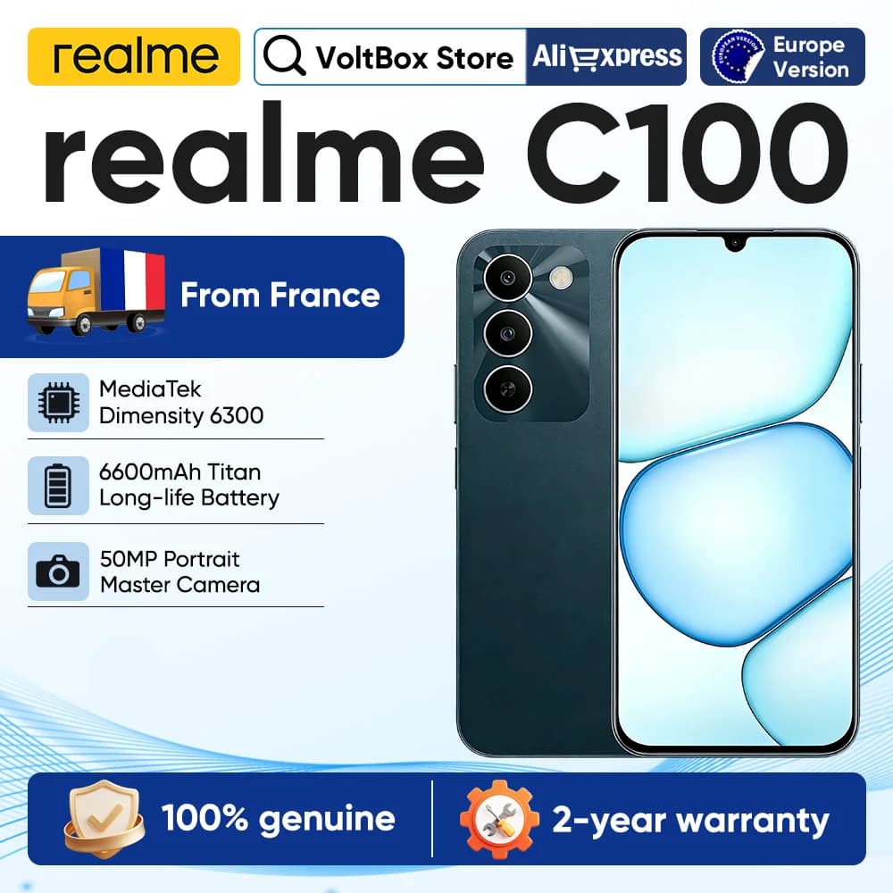 realme C100 5G Smartphone 6600mAh Large Battery 6.8‘’ 144Hz Display 45W charge IP64 Waterproof Dustproof Dual SIM Android 16 Budget Phone