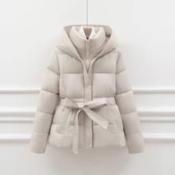 Women's Short Padded Jacket Winter Thickened Cotton Puffer Coat with Hood Drawstring Slimming Trendy Commute Style Long Sleeve