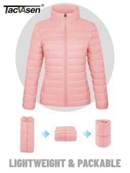 TACVASEN Full Zip Up Puffer Jacket Womens Winter Lightweight Quilted Down Warm Coats Casual Windbreaker Oversize Outwear Outdoor