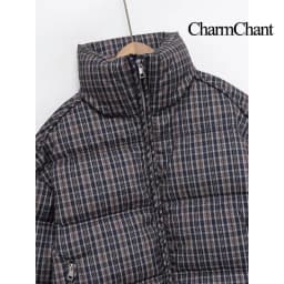 CharmChant Plaid Stand-Collar Puffer Jacket for Women Winter 2025 Padding Coat Female New in Coats Warm Check Outerwears Parkas