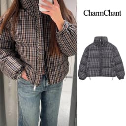 CharmChant Plaid Stand-Collar Puffer Jacket for Women Winter 2025 Padding Coat Female New in Coats Warm Check Outerwears Parkas