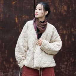 Johnature Winter Chinese Style Parkas For Women Bandage Plus Cotton Coats 2025 Long Sleeve Loose Pockets Vintage Cotton Parkas