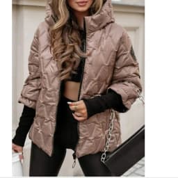 Autumn Winter New Fashion Hooded Loose Long Sleeve Patchwork Cotton Jacket for Women