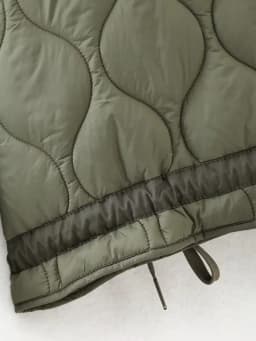 2027 Autumn Winter Women's Vintage Quilted Army Green Padded Coats Lady Elegant Drawstring High Neck Pockets Cotton Jacket Parka