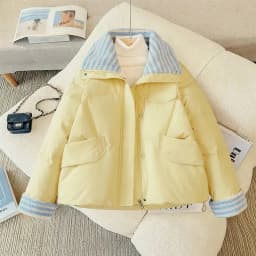 Women Lapel Collar Parkas Jacket Autumn Winter Femme Short Cotton Padded Coat Lady Fashion Long Sleeves Puffer Outwear