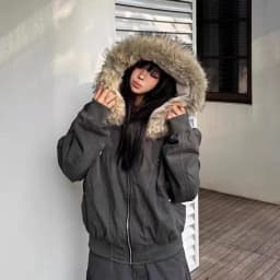 American Retro Fur Collar Jacket Winter Short Campus Style Thickened Hooded Cotton Design Ins Small Size Women's Coat