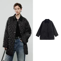 TOYOUTH Women Cotton Jacket 2025 Winter New Luxury Retro Diamond Grid Workwear Large Pocket Mid Length Jacket Brown