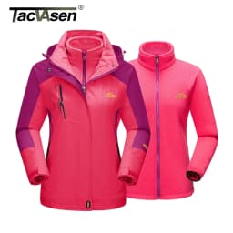 TACVASEN Womens 3 in 1 Winter Fleece Jacket Waterproof Ski Snowboard Jackets Work Rain Coat Outdoor Windbreaker Female Parka