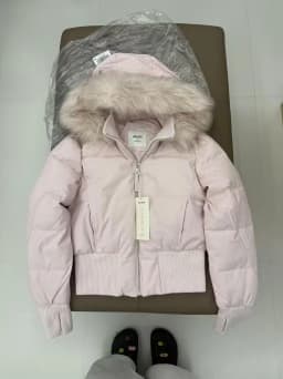 New Retro Pink Warm Fur Collar Hooded Short Women Cotton Clothing Fashionable Harajuku High Street Winter Coat for Women