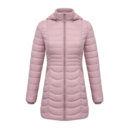 SANTELON Women Long Warm Parka For Women Ultralight Padded Puffer Jacket Coat With Detachable Hood Lightweight Outwear Clothing