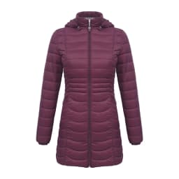 SANTELON Women Long Warm Parka For Women Ultralight Padded Puffer Jacket Coat With Detachable Hood Lightweight Outwear Clothing