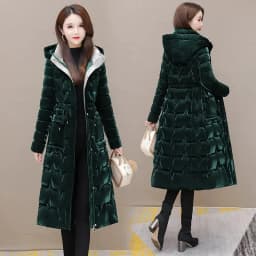 Thick Female Windproof Long Mother's Down Cotton Coat Women 2025New Winter Fashion Warm Slim Waist Wrapped Parkas Hooded Lace-Up