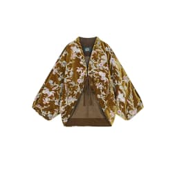 ELFSACK Chinese Velvet Jacket with Floral & Goldfish Embroidery, Royal Elegant Loose Coat , V-Neck Vintage Outerwear