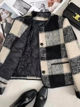 Luxury Brand Women's Short Woolen Quilted Jacket Autumn Winter Fashion Small Fragrance Style Coat Thickened Long Sleeve round...
