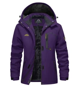 TACVASEN Women Winter Waterproof Ski Parka Jacket Thermal Fleece Windproof Casual Work Jacket Padded Snow Down Coat With Pockets