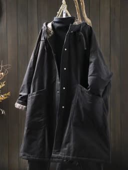 Johnature Women Vintage Hooded Warm Winter Parkas Solid Color Button Pockets Coats 2025 Plus Cotton Soft Chinese Style Parkas