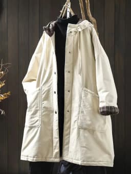 Johnature Women Vintage Hooded Warm Winter Parkas Solid Color Button Pockets Coats 2025 Plus Cotton Soft Chinese Style Parkas
