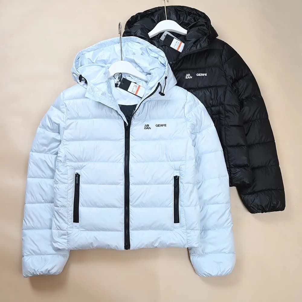 Short Padded Cotton Jacket Women's Autumn Winter New Style Letter Print Bunting Fluffy Hooded Casual Cotton Vest American Style