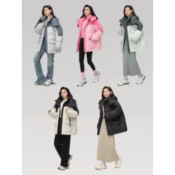Women Winter New Down Cotton Jacket Short Fashion Korean Thickened Niche Colorblocking Hooded Jacket Cotton Jacket Winter