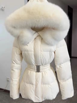 Korean Style Women's Hooded Jacket Warm Cotton Outerwear Coat with Fur Collar Slimming Design Winter Commute Fashion