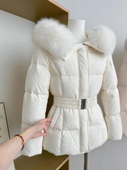 Korean Style Women's Hooded Jacket Warm Cotton Outerwear Coat with Fur Collar Slimming Design Winter Commute Fashion