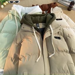 2026 Autumn winter New Fake two-piece Spliced Hooded Down cotton Jacket Women's Casual Loose Thicken Parkas Warm Cotton Coat