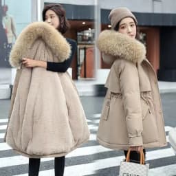 2026Winter New Korean Edition Loose Thicken Cotton Jacket Women's Big Fur Collar Hooded Coat Female Casual Warm Parker Overcoat