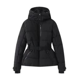 JNLEAOG Autumn New Faionable Street Sle Women's down Cotton Jaet Long Sve Hooded Versatile Sli Snow Series Coat