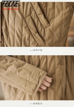 THHONE Autumn Winter New 2026 Jacket Women Coat Parkas Padded Vintage Korean Style Loose Solid Warm Casual V-neck Top Outerwear