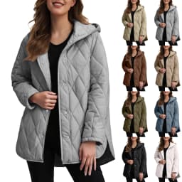 2025 Autumn Winter Fashion Cotton Jacket Coat Women's Parkas Casual Curled Edge Hooded Cotton Padded Coat Lattice Outerwear