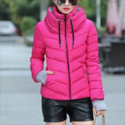 New Women's Cotton Coat Short Outwear Standing Collar Zipper Jacket Drawstring Slim Multicolor Winter Small Tops Warm Handguard