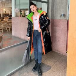 2025 New Waterproof Coats Fashion Winter Down Cotton Jacket Womens Glossy Colorful Femme Thick Warm Long Hooded Puffer Parkas