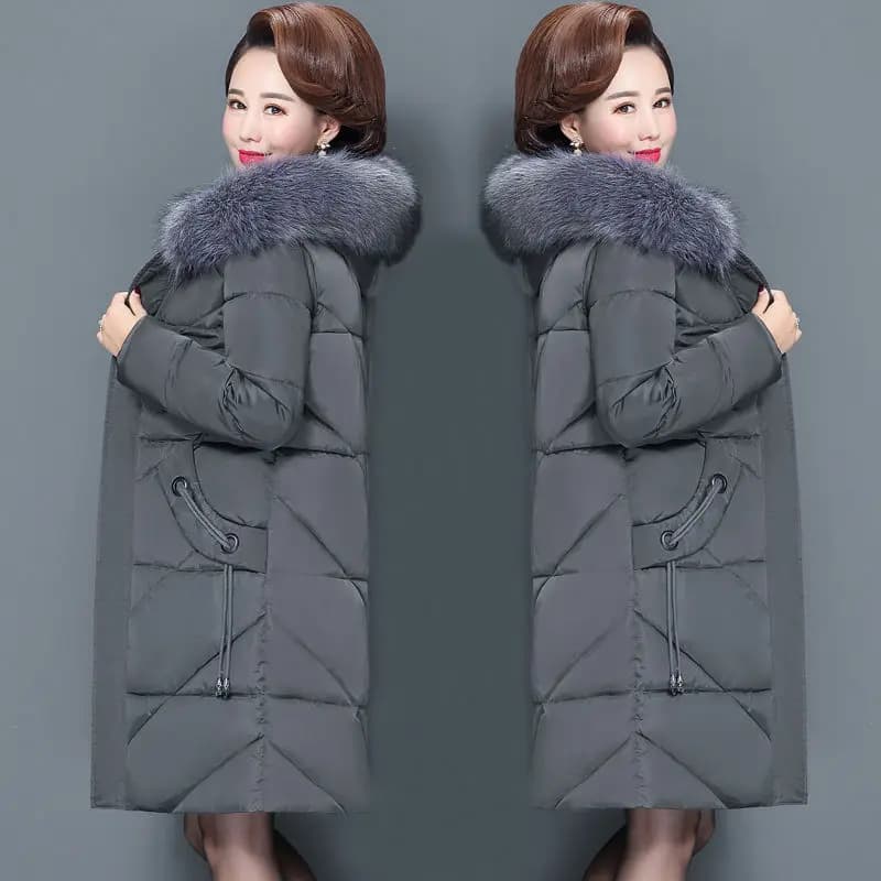 Middle-aged mother Winter Coat Thicken Slim Cotton padded Jacket Windproof Loose Female Warm Fur collar Hooded Parkas Outwear