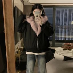Double Sided Winter Coat Women Clothing Imitation Mink Fur Hooded Cotton Jacket Female Warm Cotton-Padded Clothes Outerwear